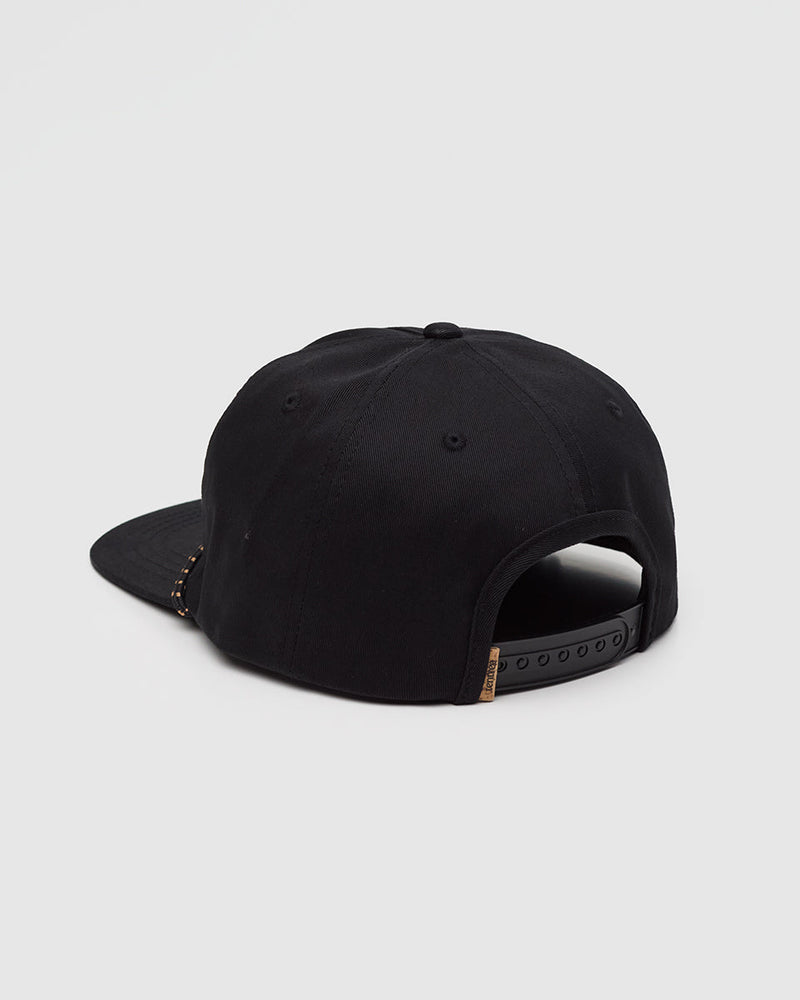 Black-5-Panel-Flat-Brim-Baseball-Cap