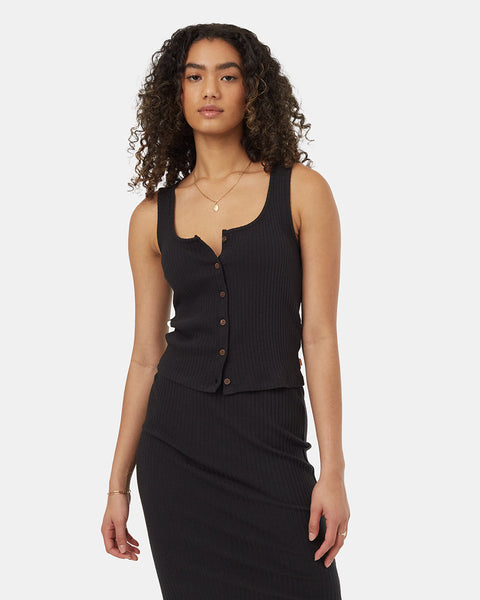 Black-Cotton-Button-Up-Tank-