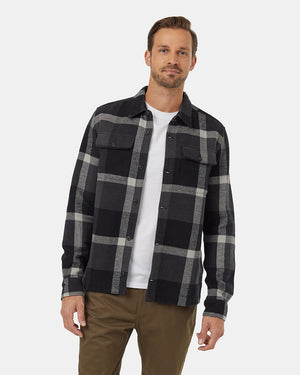 Black-Long-Sleeve-Button-Up *Model is 6'2.5", wearing size M