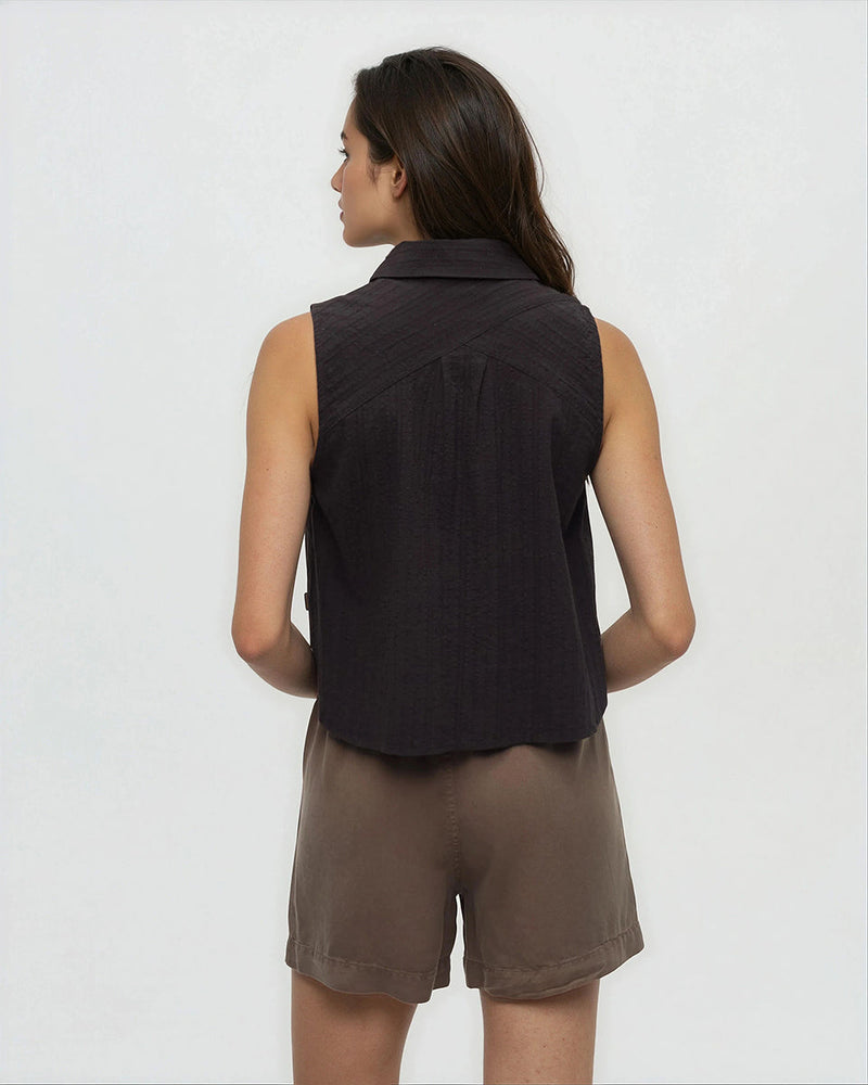 Black-Organic-Cotton-Sleeveless-Button-Shirt