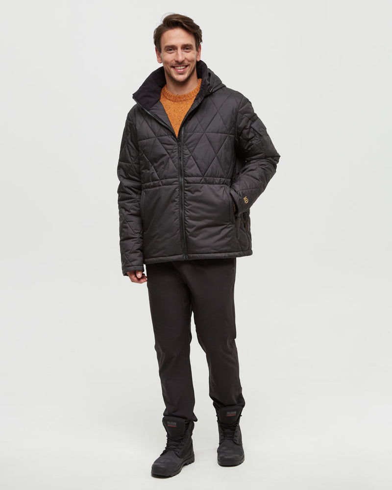 Black-Relax-Fit-Insulated-Hooded-Jacket