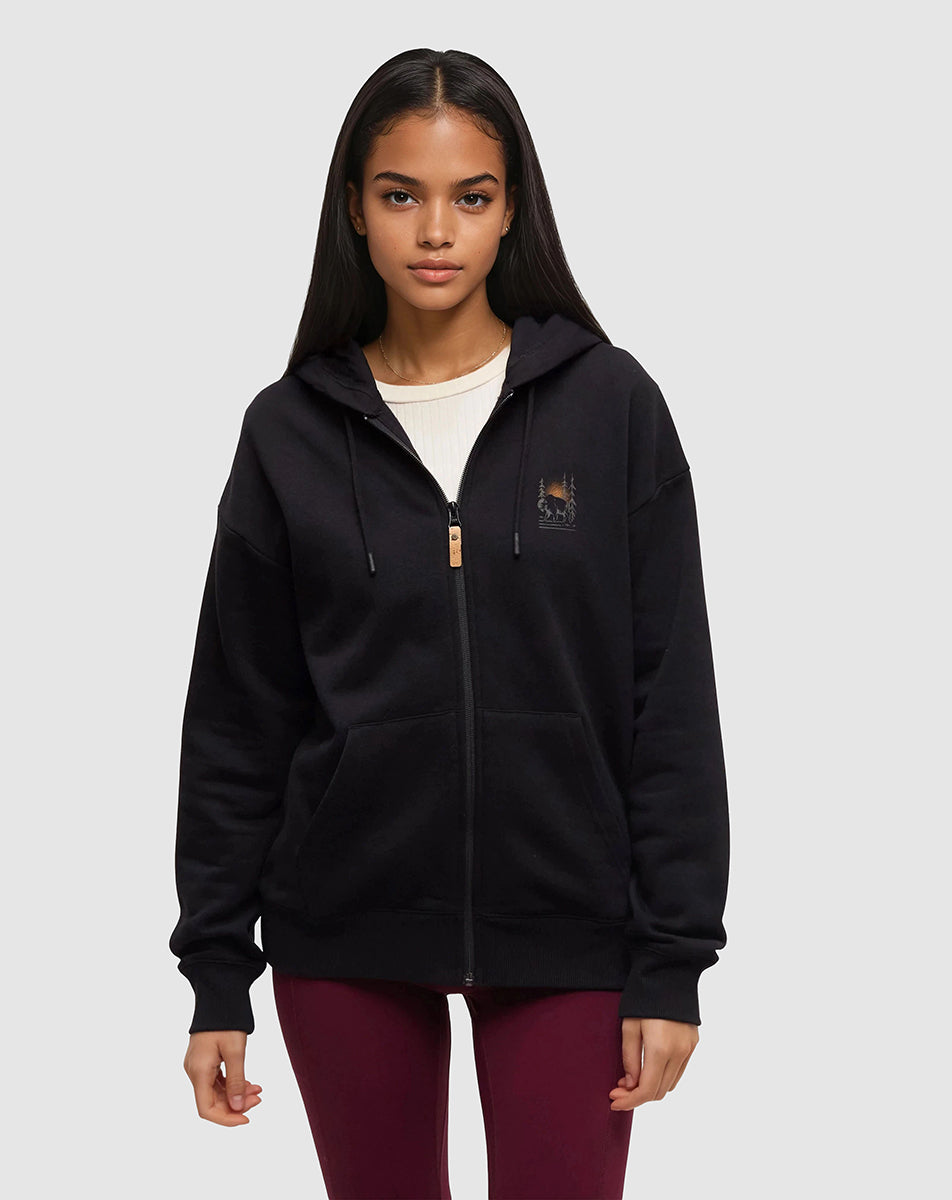 Womens Boreal Bison Full Zip Hoodie | Recycled Materials