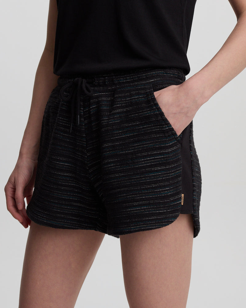 Black-Slub-Cotton-Drawstring-Shorts