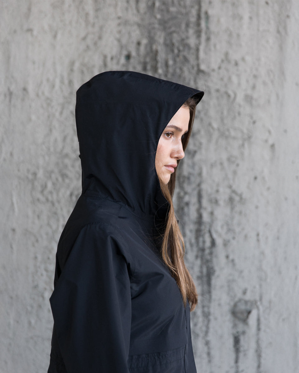 Showstoppers Women's Transparent Rain Mac – Black Long Raincoat, Waterproof, Size 8-14