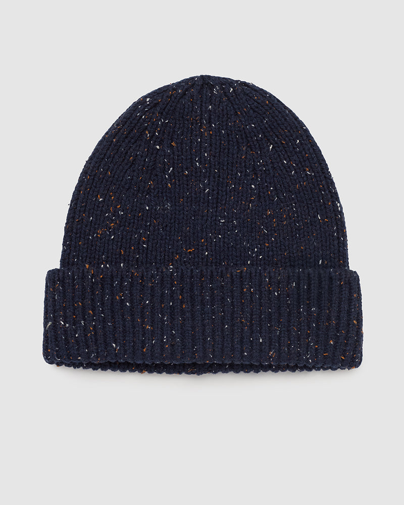 Blue-Fleck-Yarn-Single-Folded-Ribbed-Beanie