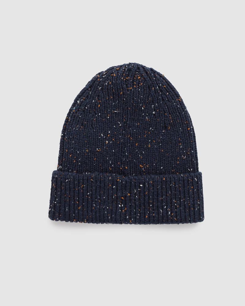 Blue-Fleck-Yarn-Single-Folded-Ribbed-Beanie