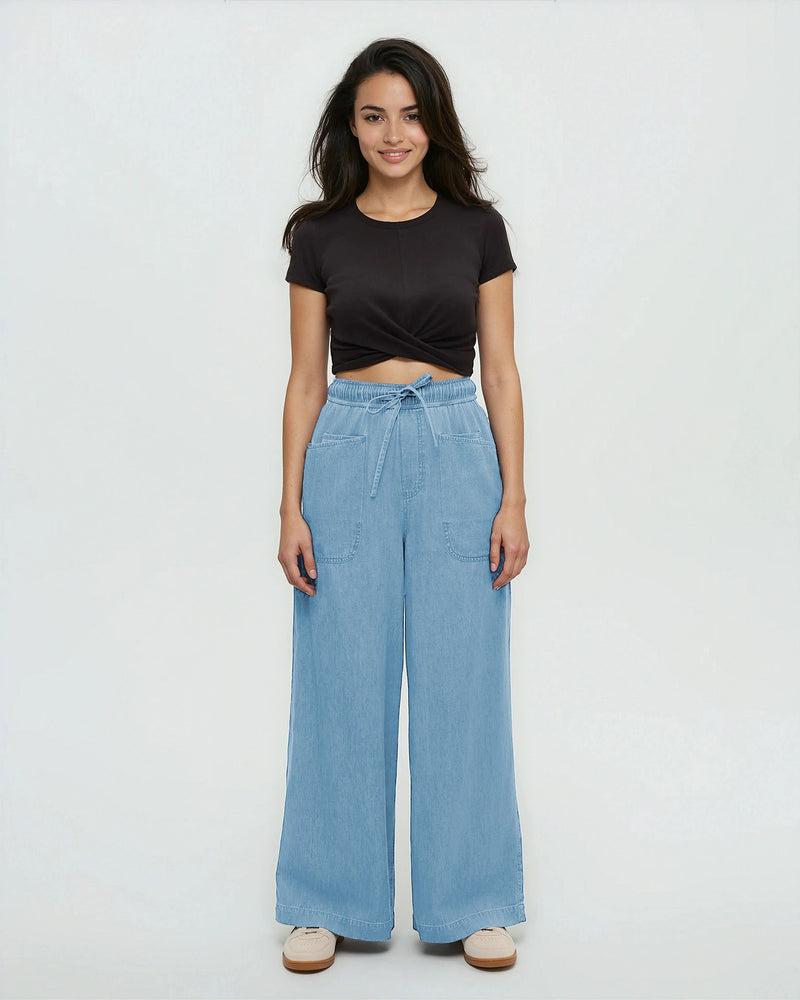 Blue-High-Rise-Denim-Wide-Leg-Pant