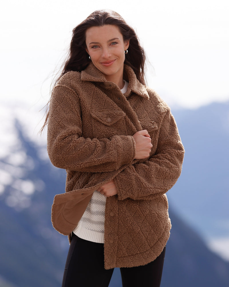 Brown-Boucle-Oversized-Fit-Fleece-Jacket