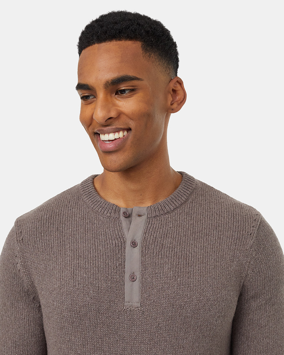 Mens Highline Wool Placket Sweater | Recycled Materials