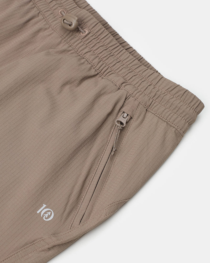 Brown-Mid-Rise-Full-Length-Tapered-Water-Repellent-Pants