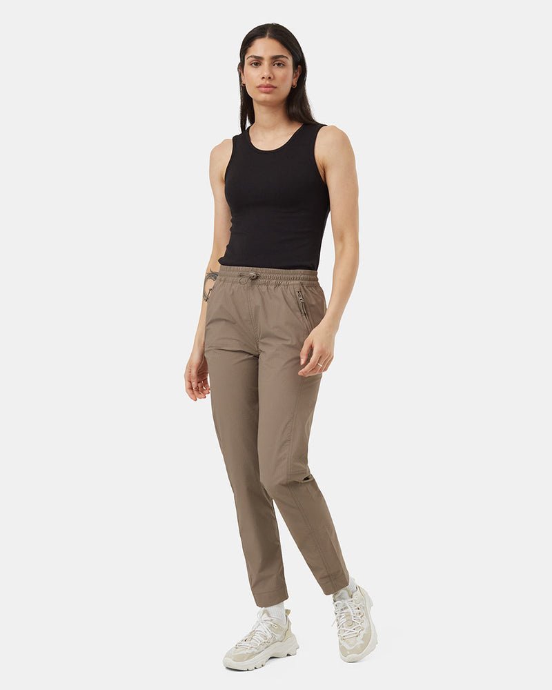 Brown-Mid-Rise-Full-Length-Tapered-Water-Repellent-Pants