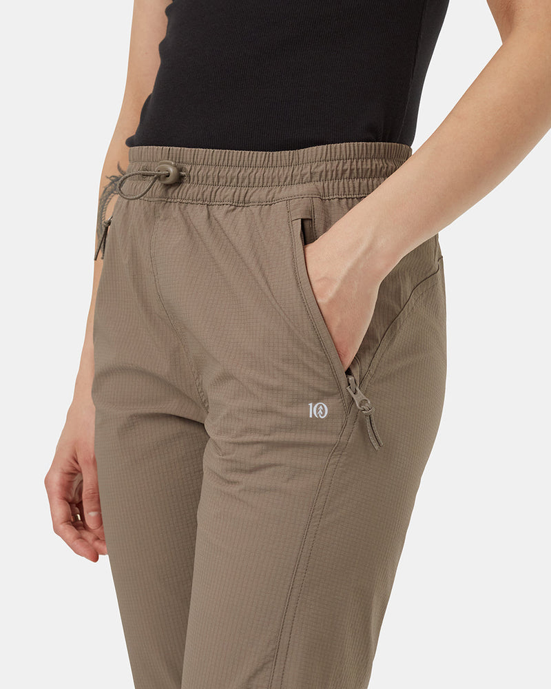 Brown-Mid-Rise-Full-Length-Tapered-Water-Repellent-Pants