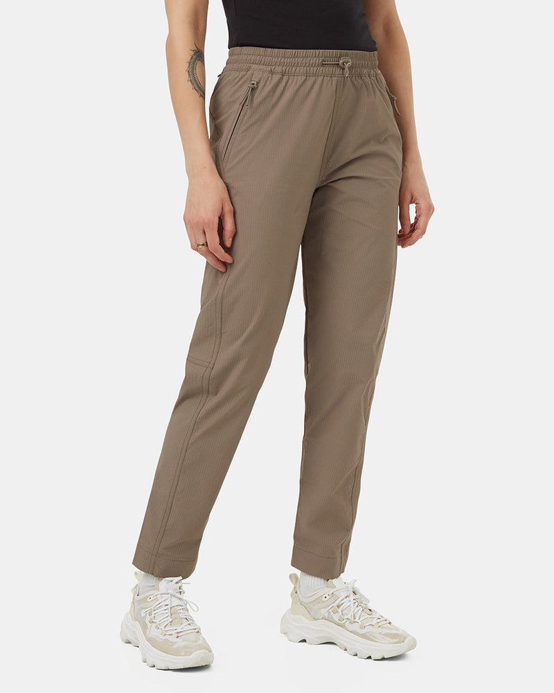Brown-Mid-Rise-Full-Length-Tapered-Water-Repellent-Pants