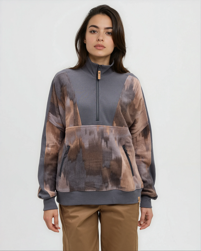 Brown-Recycled-MicroFleece-Half-Zip