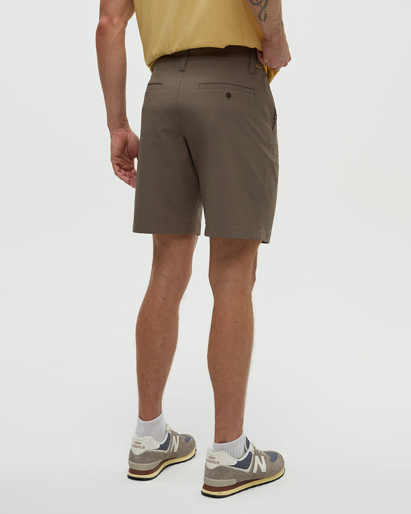 Brown-Tech-Stretch-Regular-Mid-Rise-Short