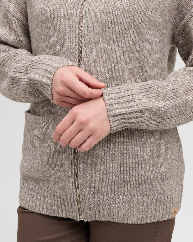 Brown-Womens-Zip-up-Cardigan