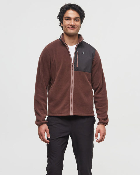 moco Mens Recycled MicroFleece Contrast Full Zip