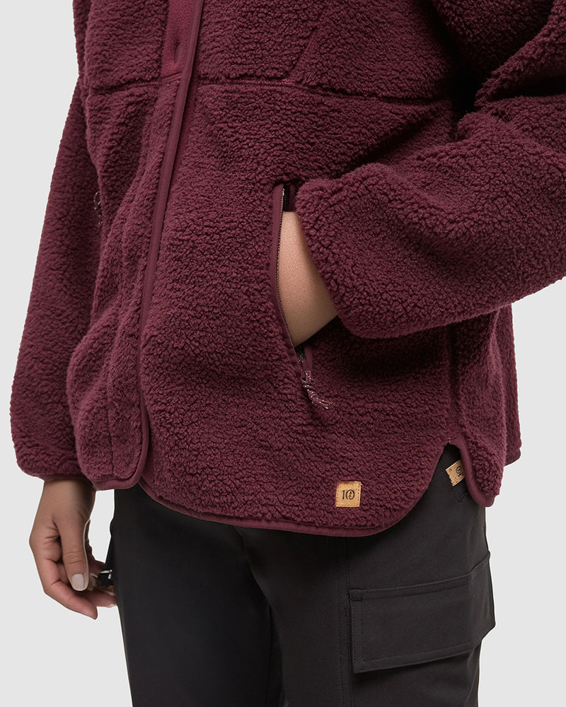 Burgundy-Relax-Bonded-Sherpa-Fleece-Snap-Jacket