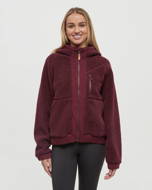 Burgundy-Relax-Bonded-Sherpa-Fleece-Zip-Jacket