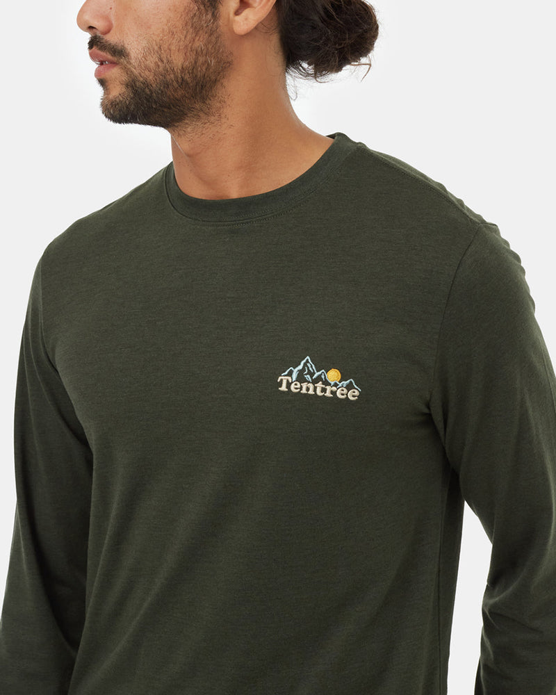 Green-Crew-Neck-Embroidered-Graphic-Longsleeve-T-Shirt