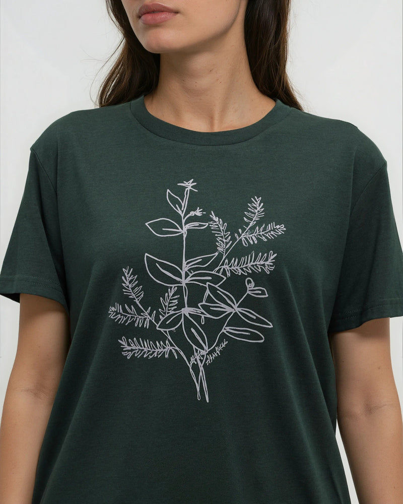 Green-Crew-Neck-Graphic-Shortsleeve-T-Shirt