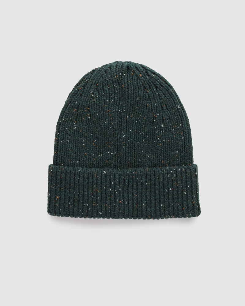 Green-Fleck-Yarn-Single-Folded-Ribbed-Beanie
