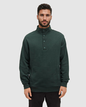 Green-Mens-Snap-TreeFleece-Sweatshirt *Model is 5'11.5", wearing size M