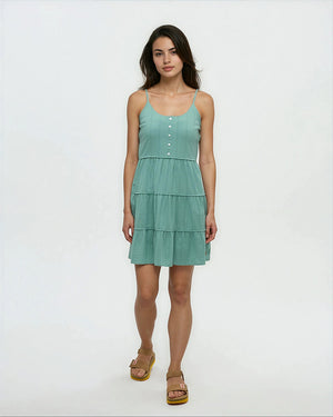 Green-Organic-Cotton-Mini-Length-Dress *Model is 5'11", wearing size S