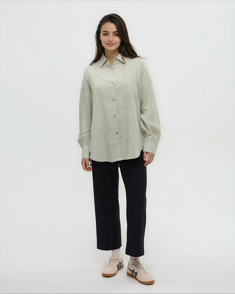 Green-Oversized-Fit-Collared-Shirt