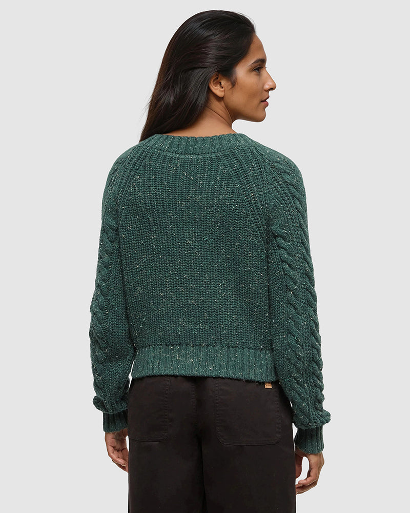 Green-Relax-Cotton-Blend-Fleck-Woven-Cardigan