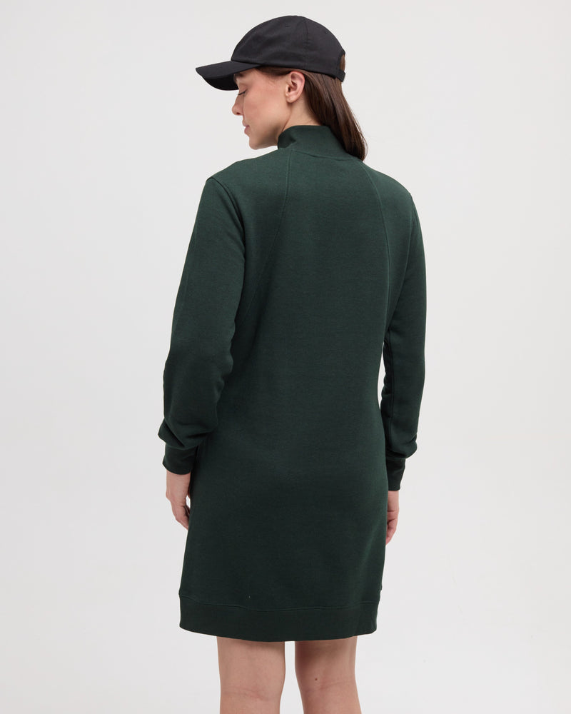 Green-Relax-Treefleece-Mock-Neck-Zip-Dress