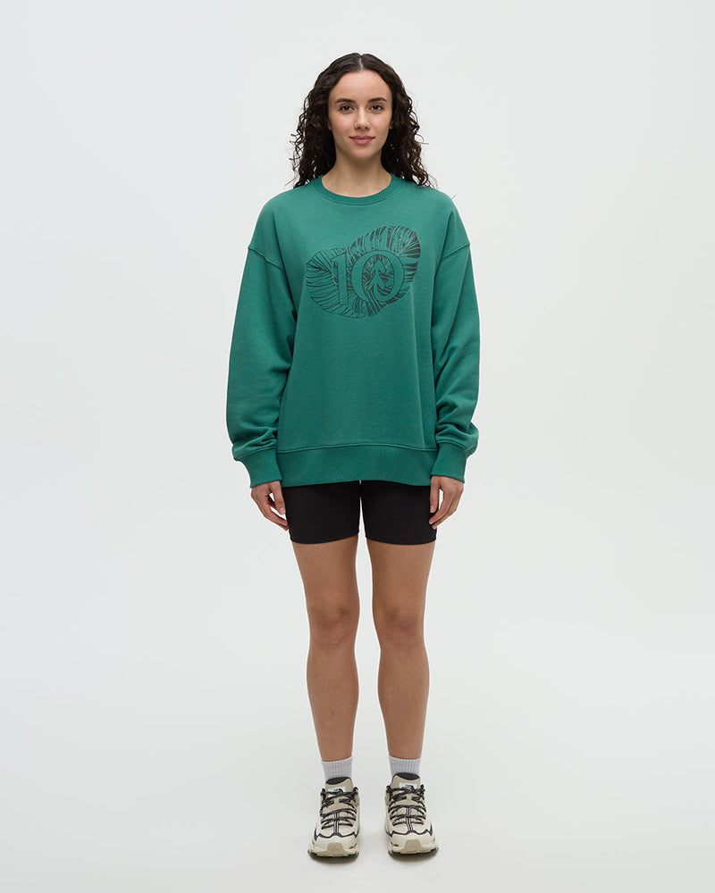 Green-Relaxed-Graphic-Crew-Neck-Sweatshirt