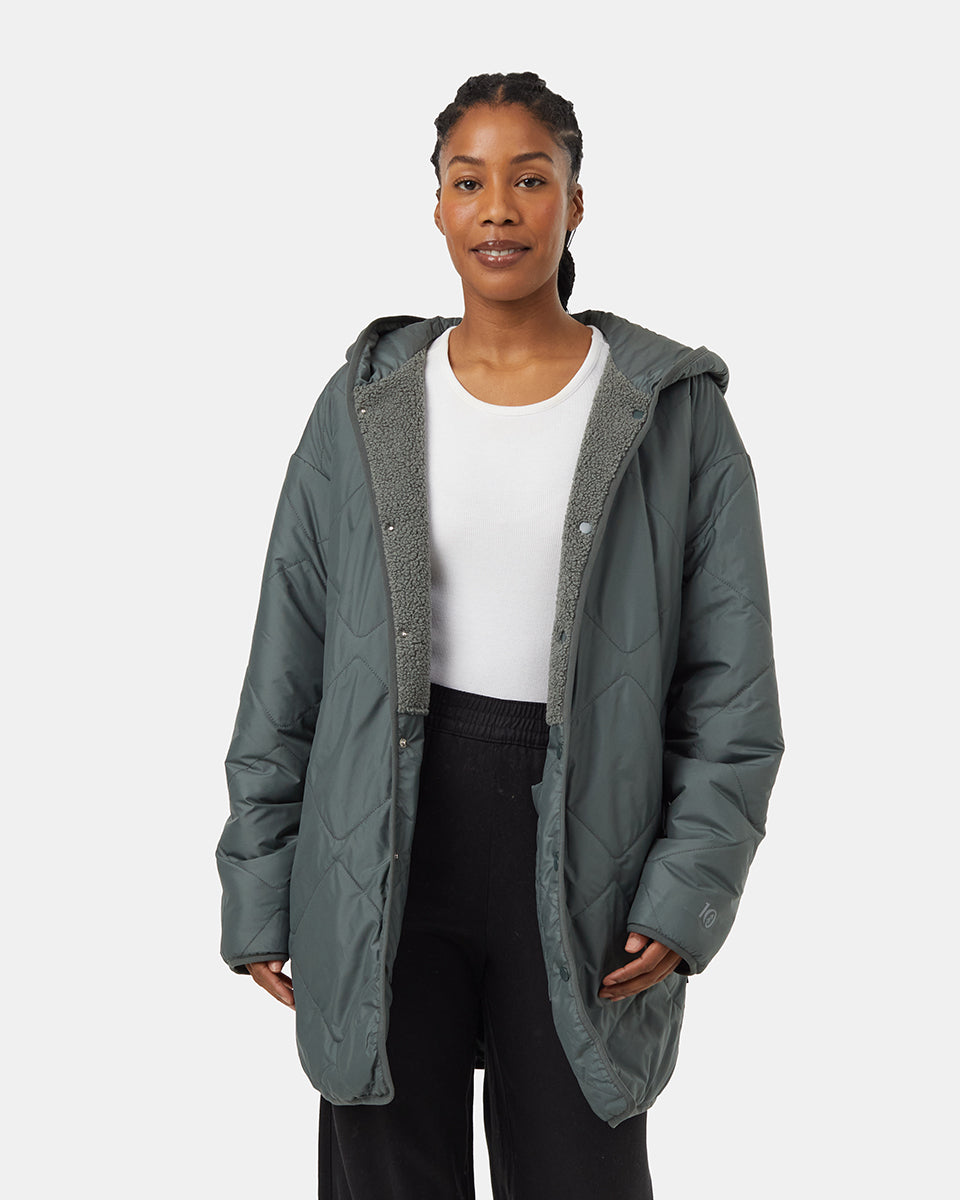 Womens Recycled Boucle Reversible Long Jacket