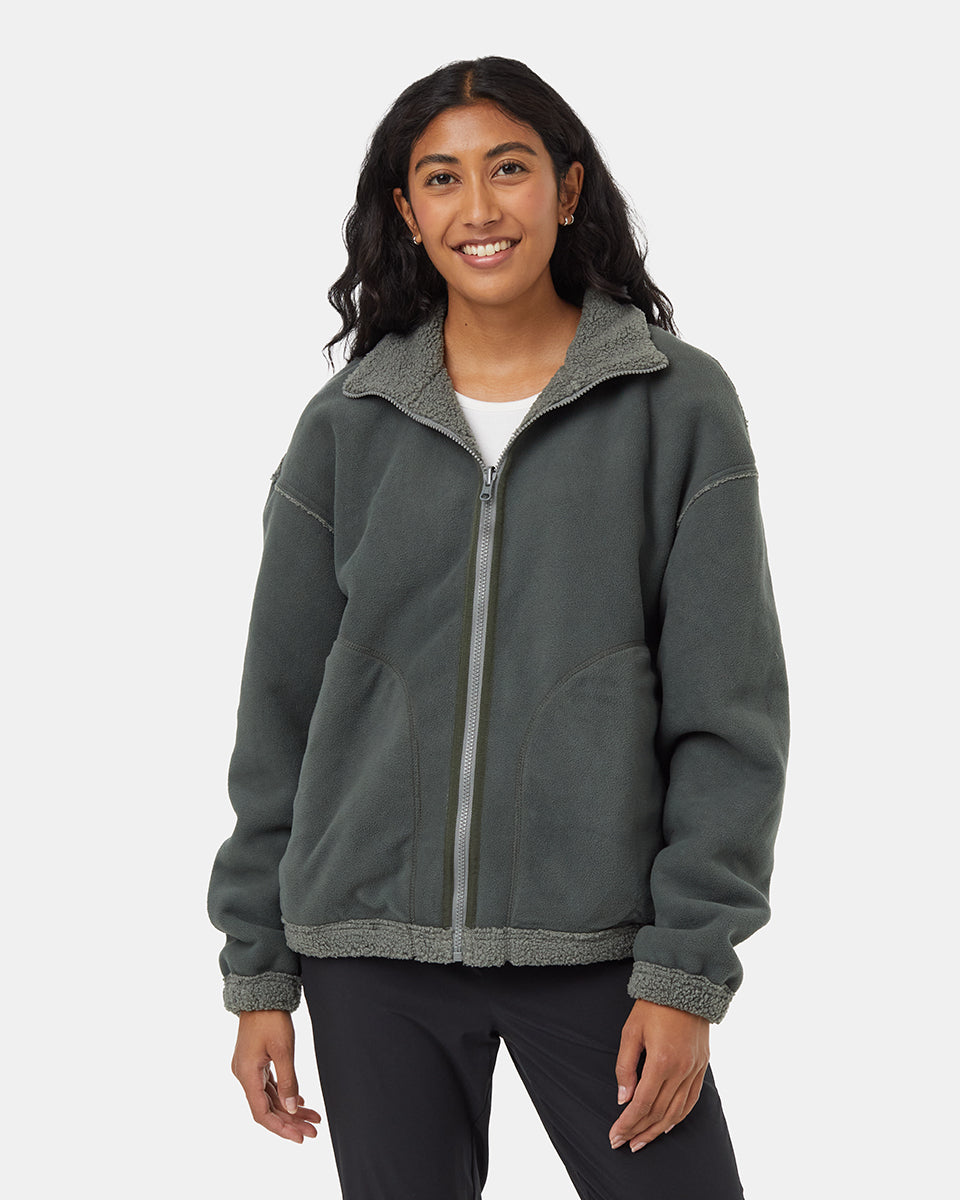 Womens Recycled Boucle Reversible Full Zip