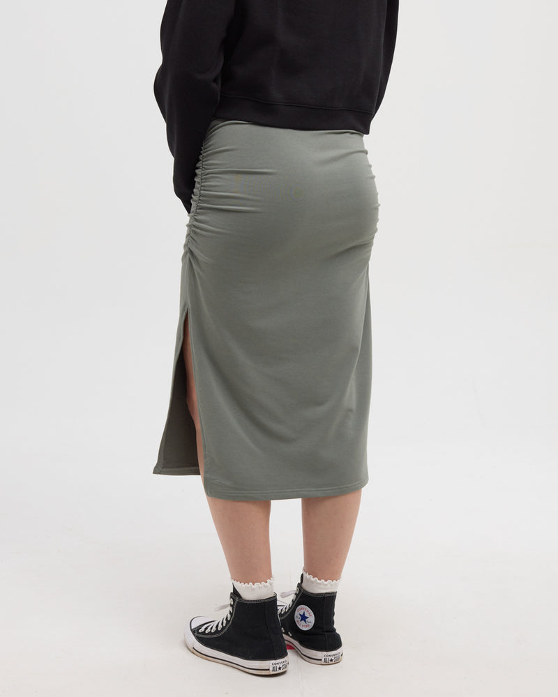 Green-SoftTerry-Light-Midi-Skirt