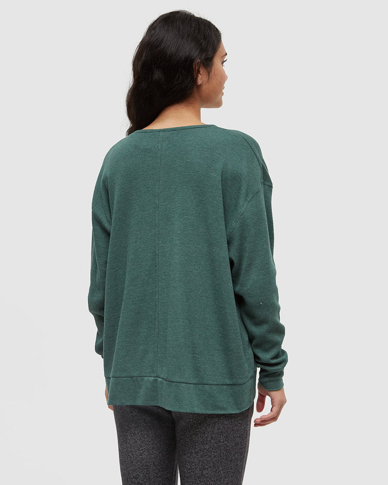 Green-TreeWaffle-Deep-V-Neck-Longsleeve