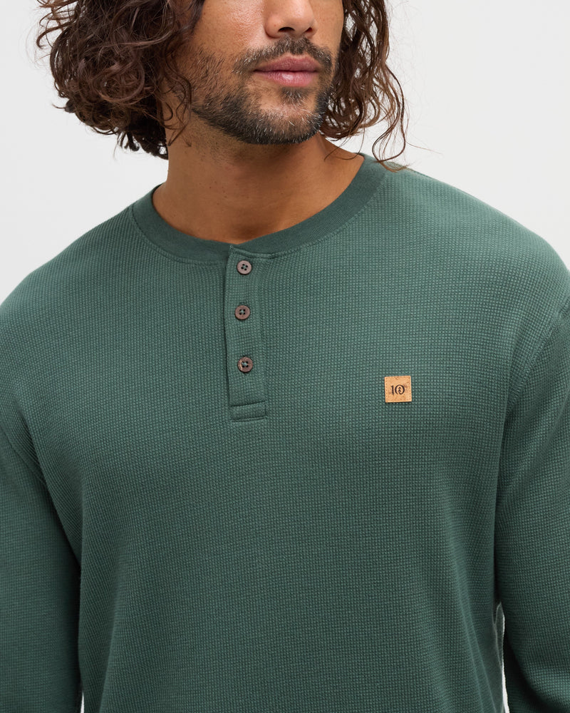 Green-TreeWaffle-Henley-Longsleeve