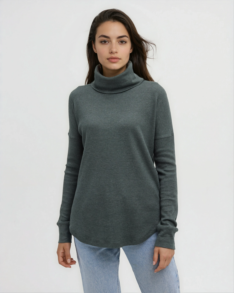 Green-TreeWaffle-Turtleneck-Longsleeve