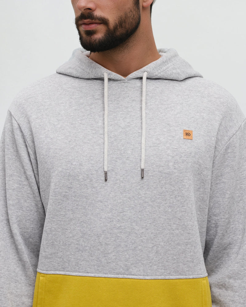Grey-Relaxed-Fit-Color-Block-Hoodie