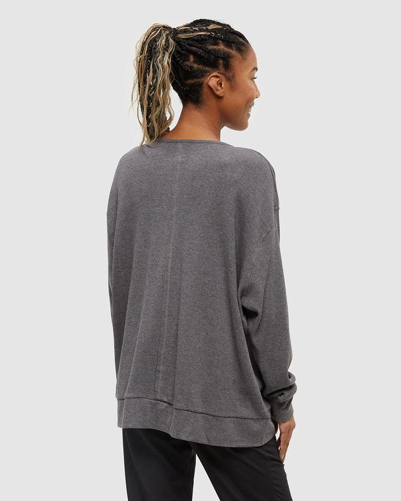 Grey-TreeWaffle-Deep-V-Neck-Longsleeve