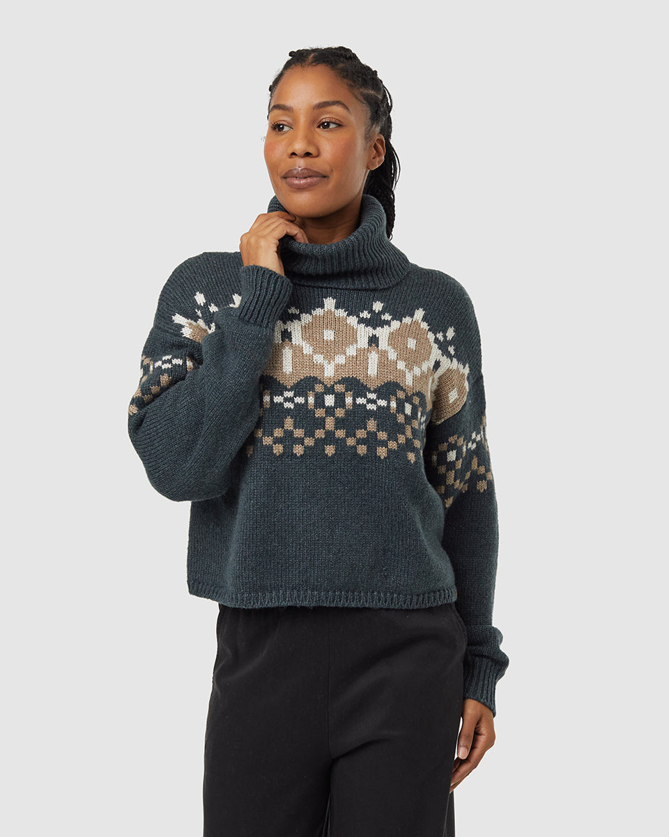 Womens Highline Intarsia Turtleneck Sweater