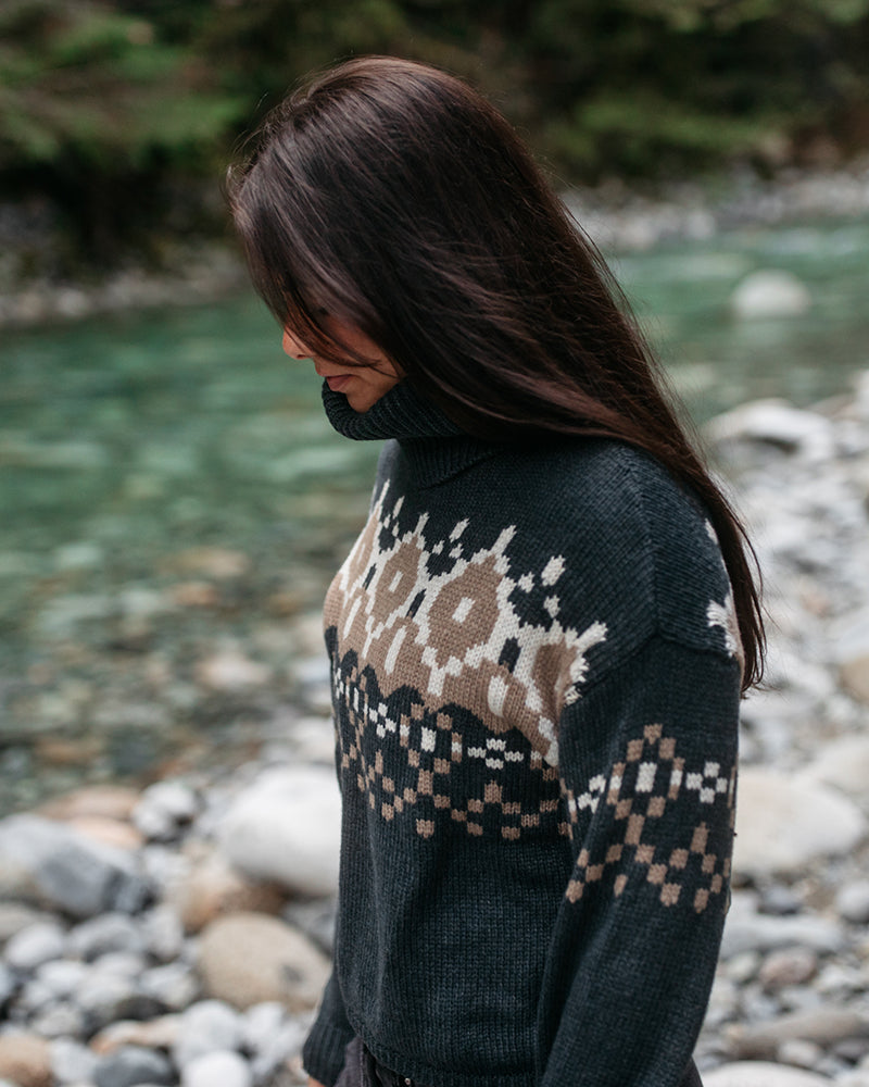 Chandail à col roulé Highline en tricot intarsia