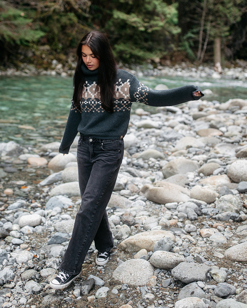 Chandail à col roulé Highline en tricot intarsia