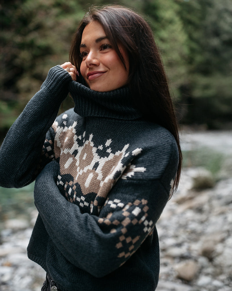 Chandail à col roulé Highline en tricot intarsia