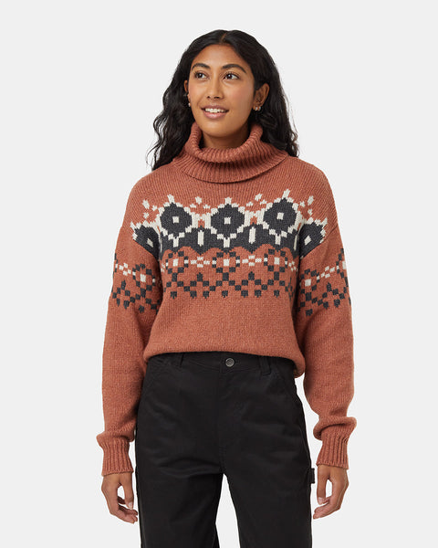 Womens Highline Intarsia Turtleneck Sweater