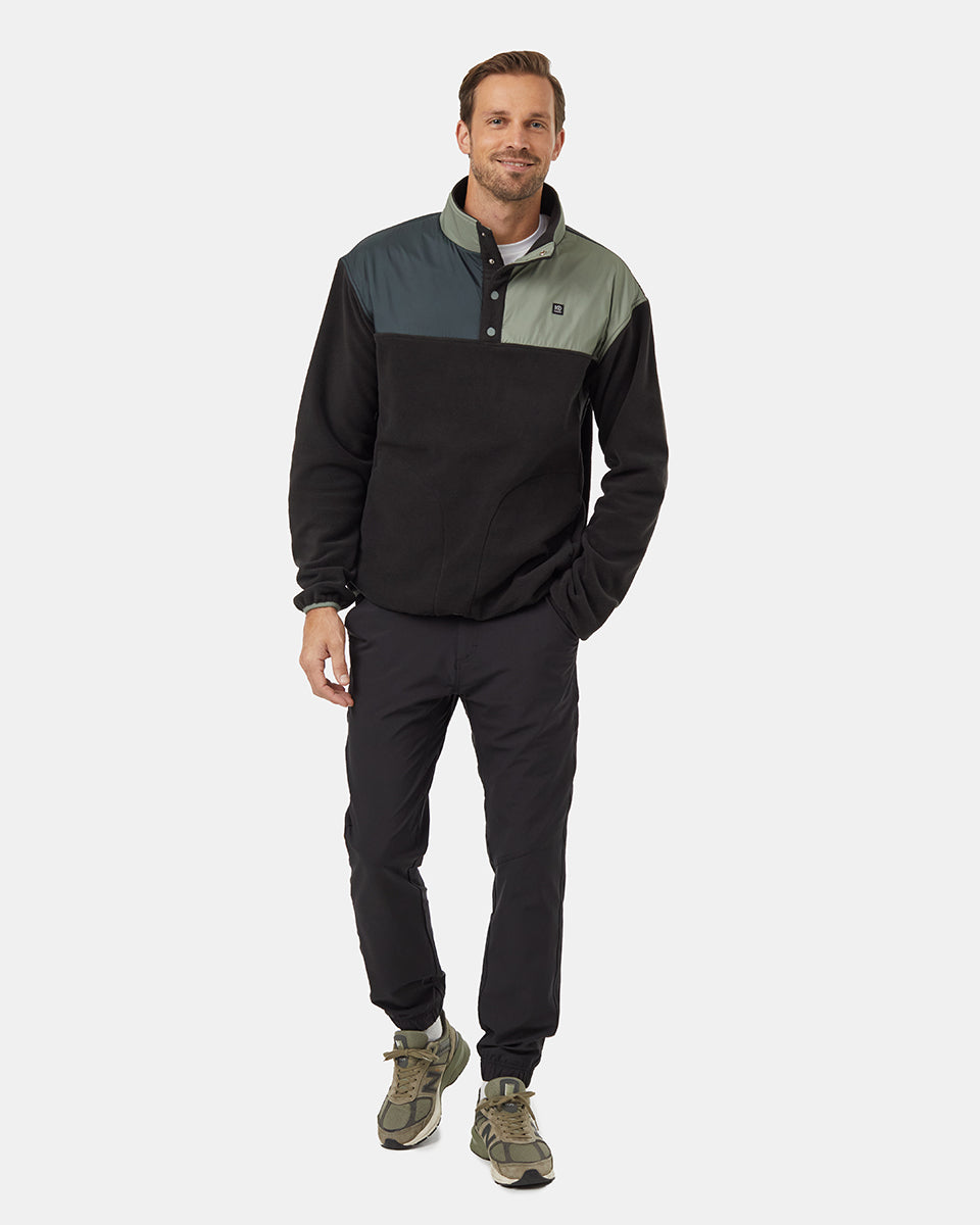 Mens Recycled MicroFleece Contrast 1/4 Snap