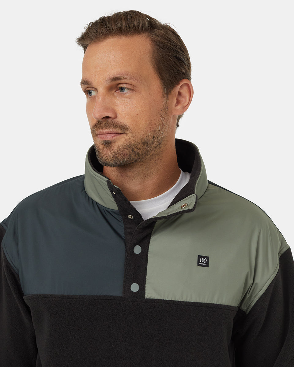 Mens Recycled MicroFleece Contrast 1/4 Snap