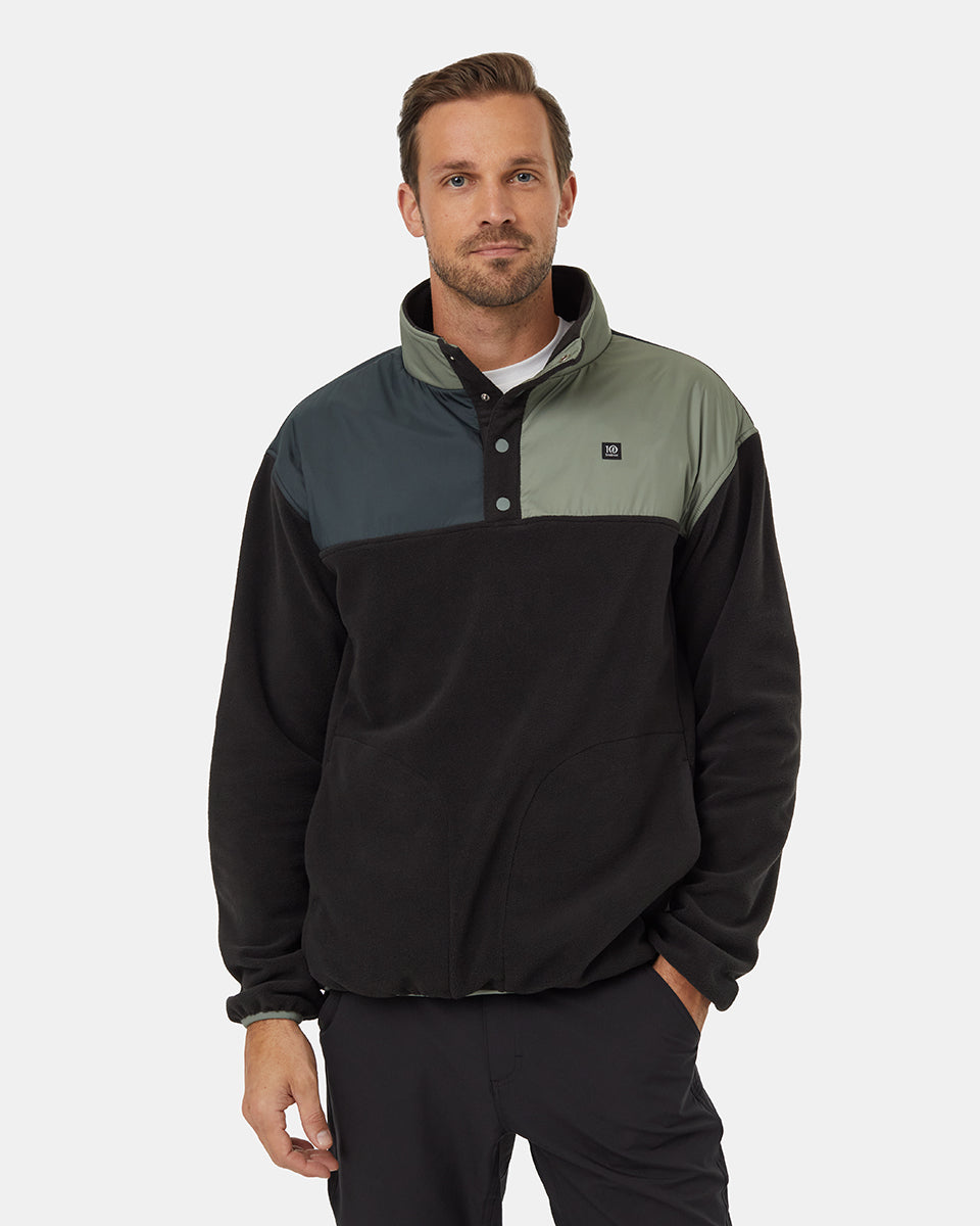 Mens Recycled MicroFleece Contrast 1/4 Snap
