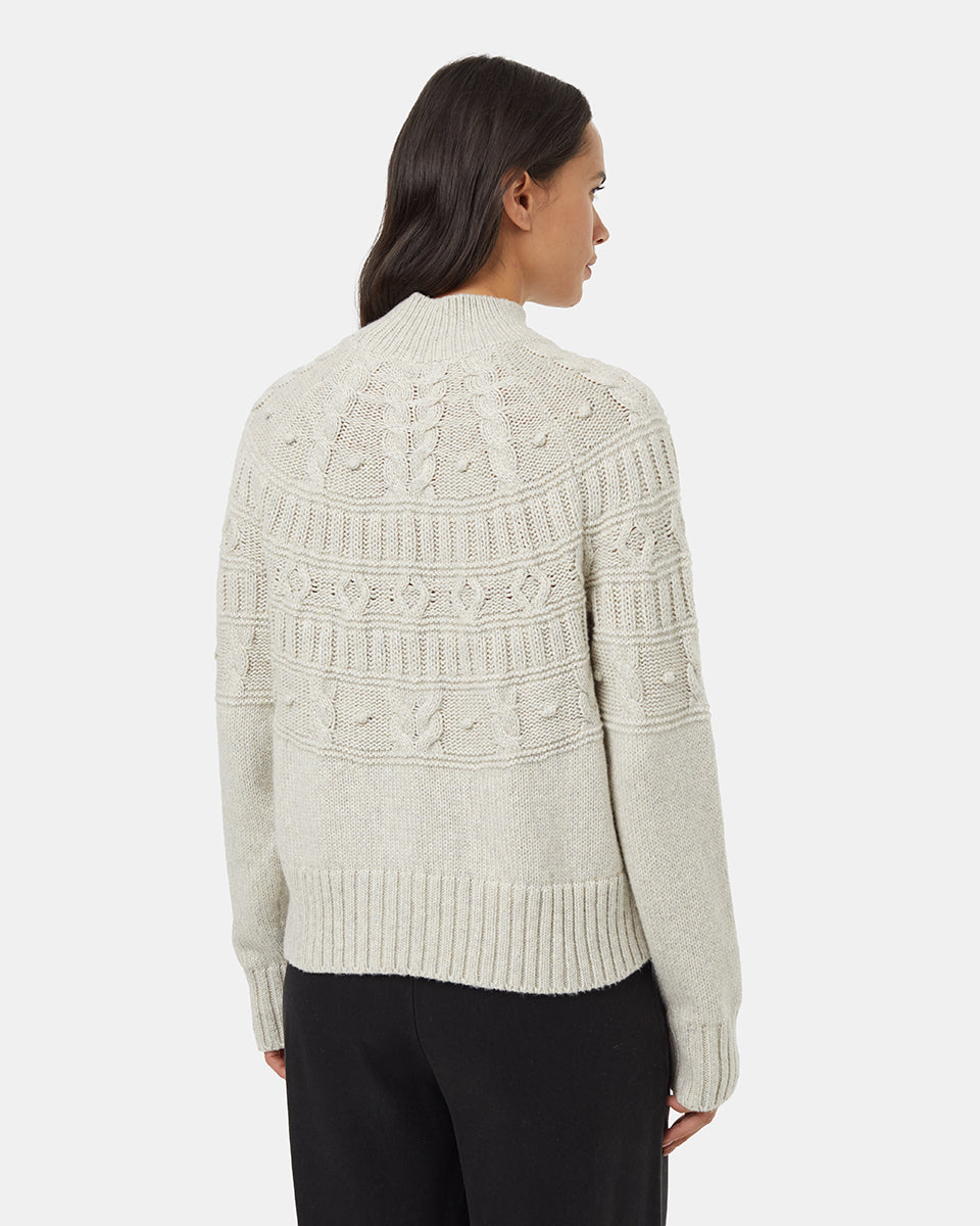 ニット+セーター HYKE 23AW ALPACA SWEATER POWER SHOULDER Womens Highline PoMock Neck Sweater | Recycled Materials