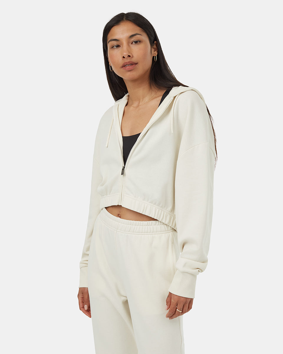Womens TreeTerry Oversized Cropped Zip Hoodie